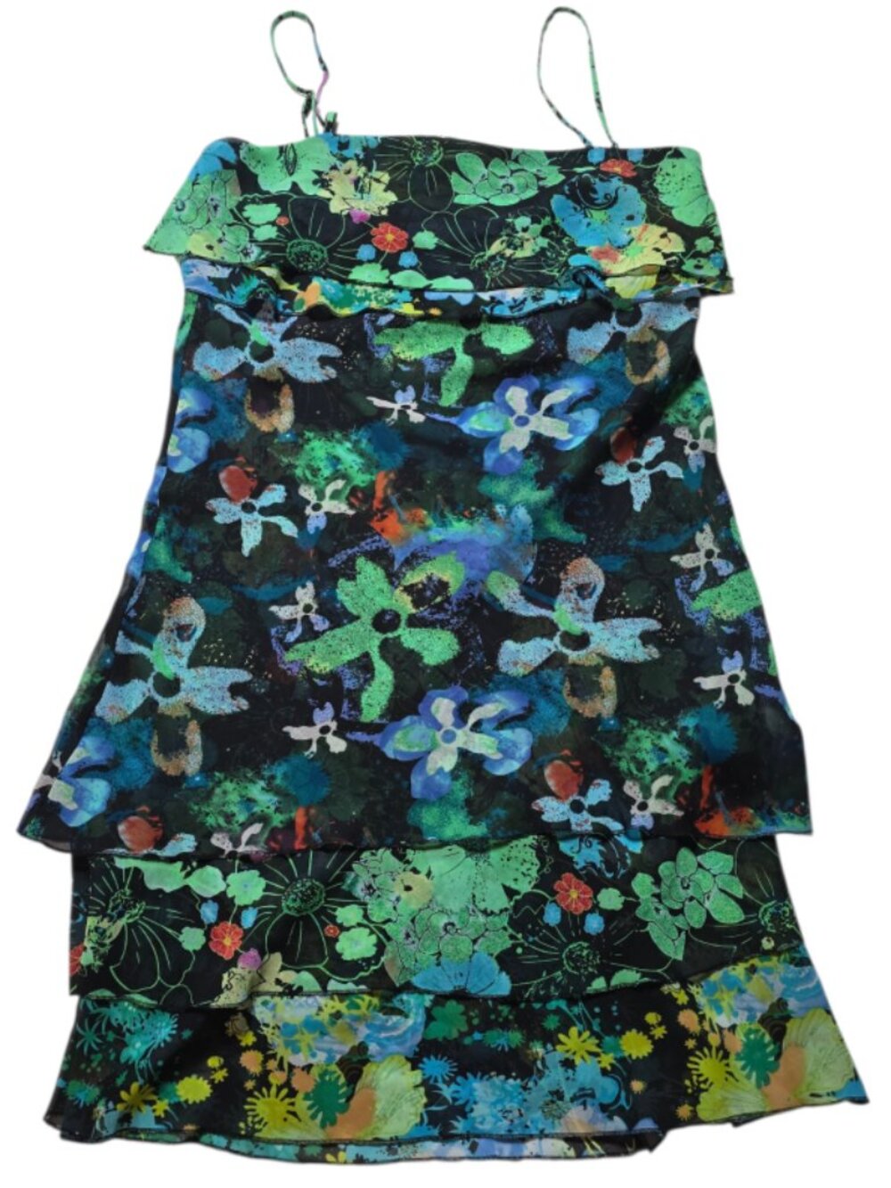 Thalia Sodi Floral Tiered Midi Dress Spaghetti Strap Boho Small